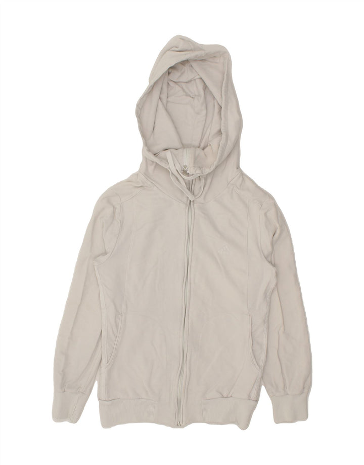 ADIDAS Womens Zip Hoodie Sweater UK 14 Medium White Vintage Adidas and Second-Hand Adidas from Messina Hembry 
