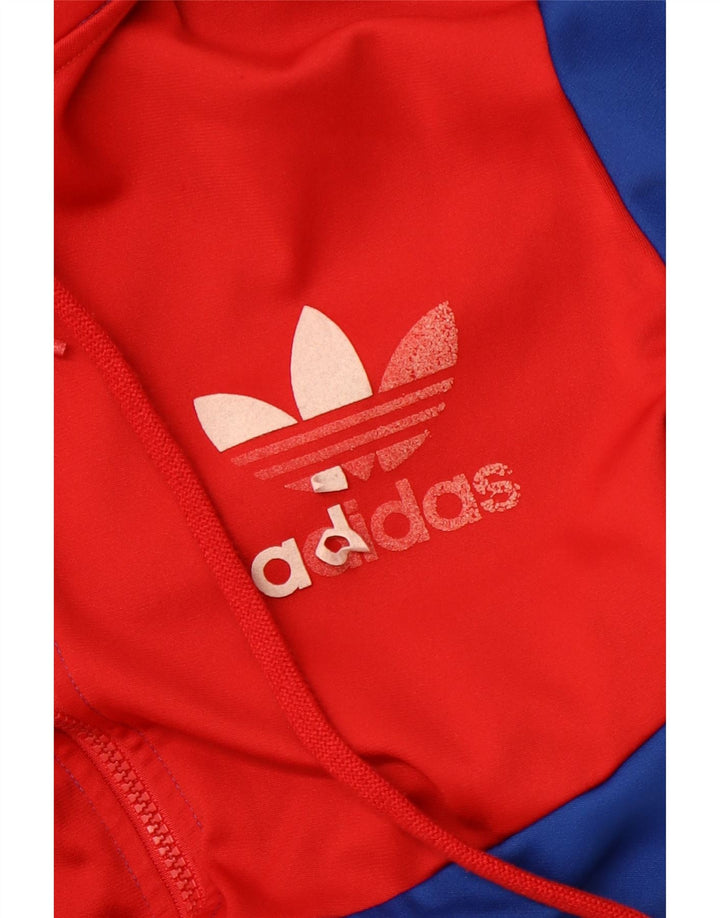 ADIDAS Mens Graphic Zip Hoodie Sweater Large Blue Colourblock Polyester