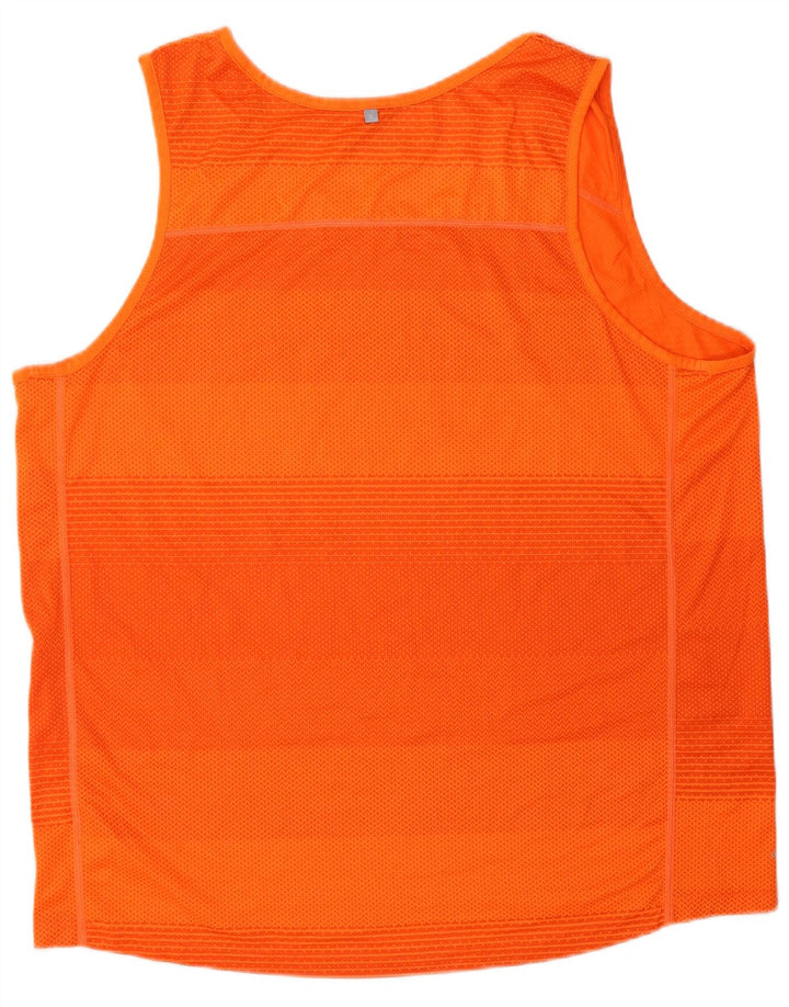 Russell Athletic Mens Vest Top UK 42/44 Large Orange Striped Polyester