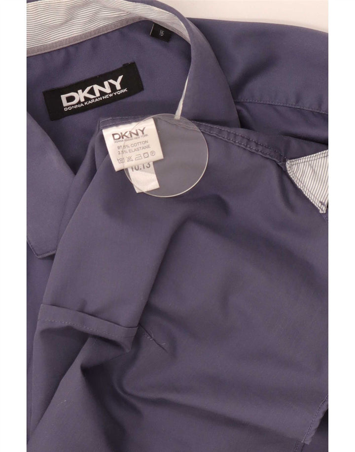 Dkny Mens Shirt Size 16 Large Navy Blue Cotton