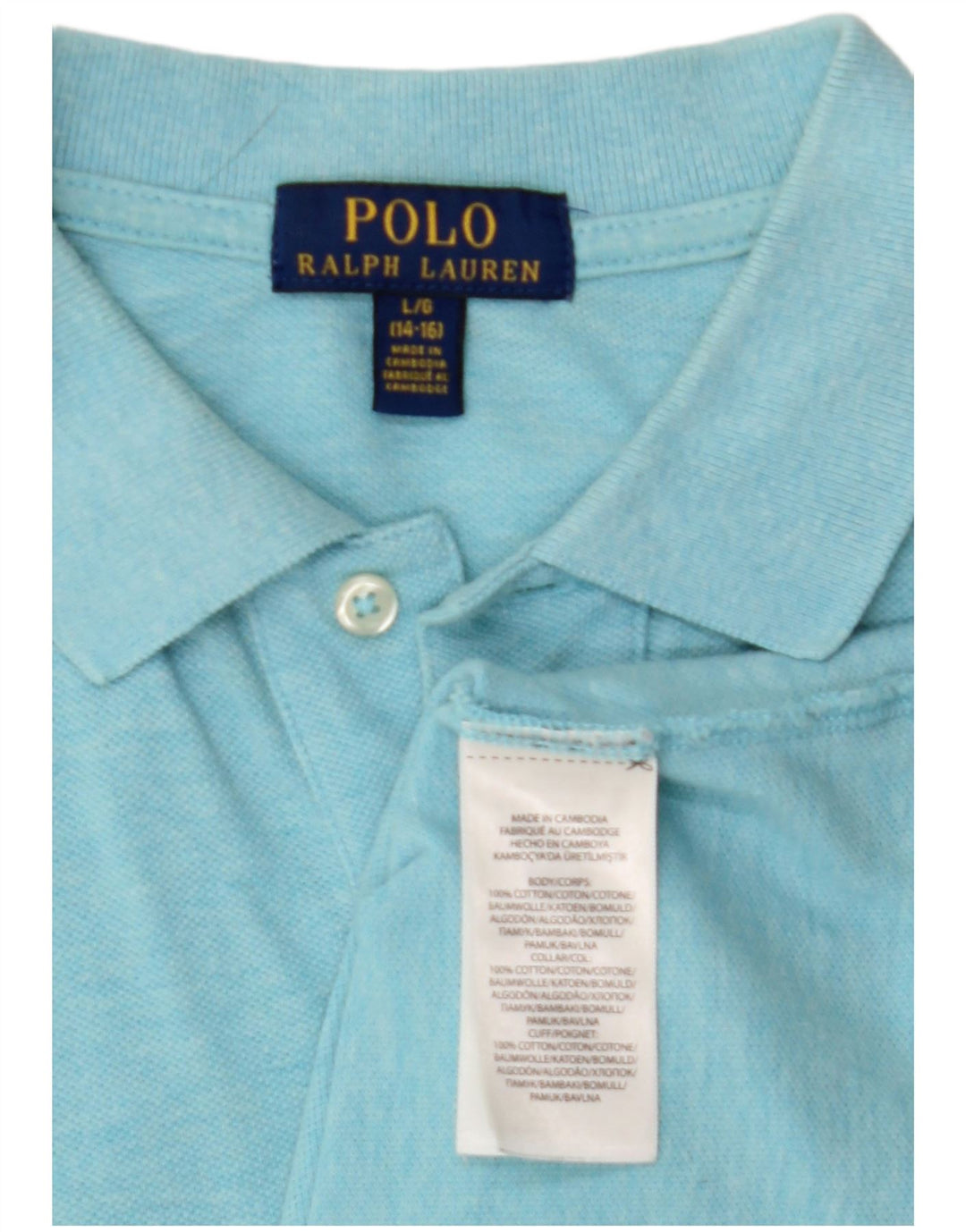 POLO RALPH LAUREN Boys Polo Shirt 14-15 Years Large Blue Cotton