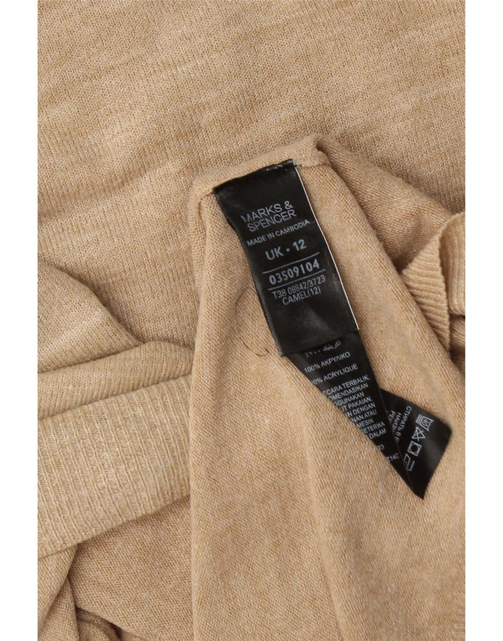 Marks & Spencer Womens Boat Neck Jumper Sweater UK 12 Medium Beige