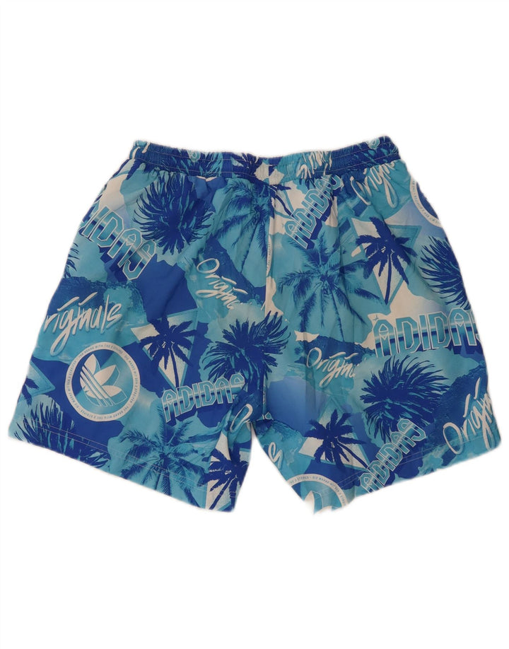 Adidas Mens Graphic Swimming Shorts Small Blue Polyester Hawaiian