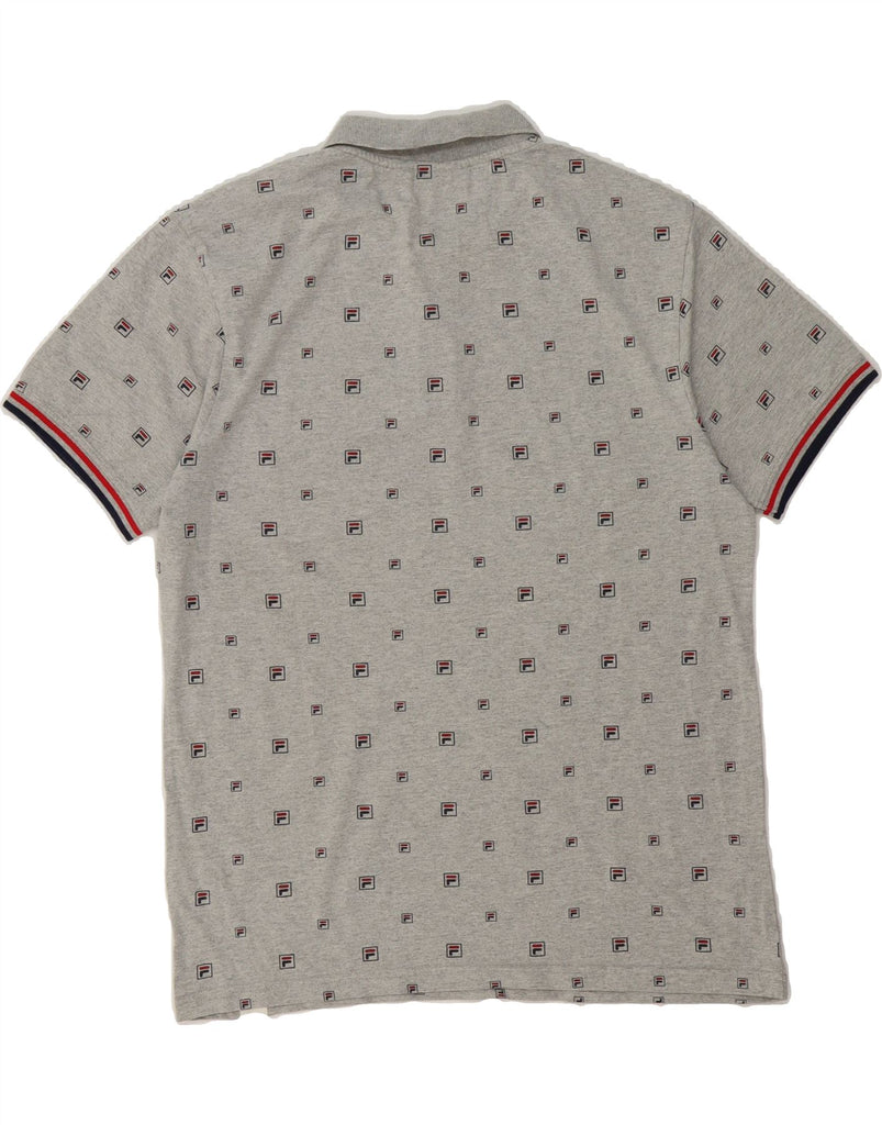 FILA Mens Graphic Polo Shirt Large Grey Cotton Vintage Fila and Second-Hand Fila from Messina Hembry 