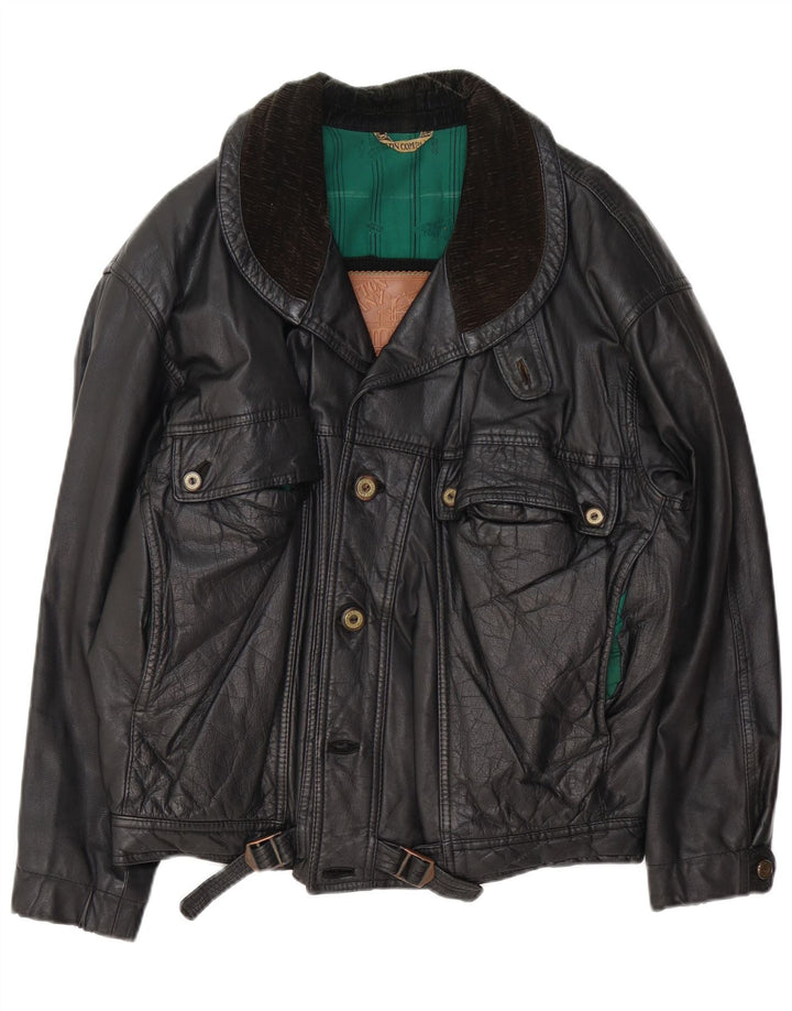 Vintage Mens Leather Jacket UK 42 XL Black