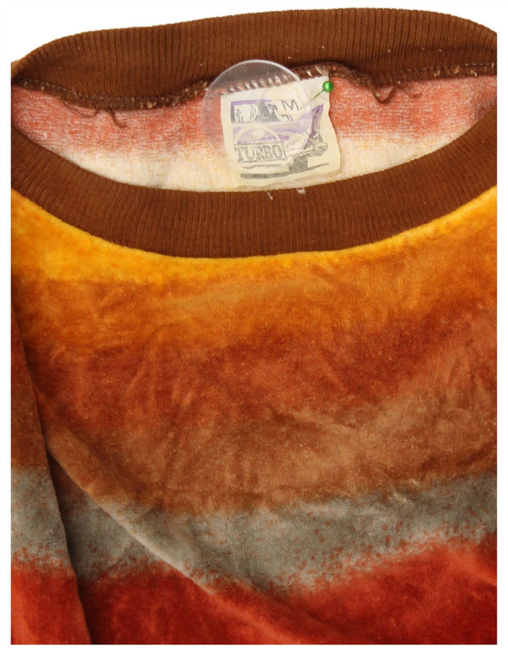 Vintage Womens Velvet Sweatshirt Jumper UK 14 Medium Multicoloured Striped