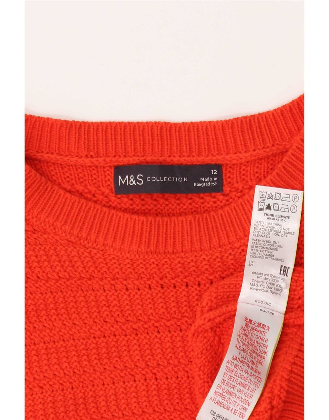 Marks & Spencer Womens Crew Neck Jumper Sweater UK 12 Medium Orange
