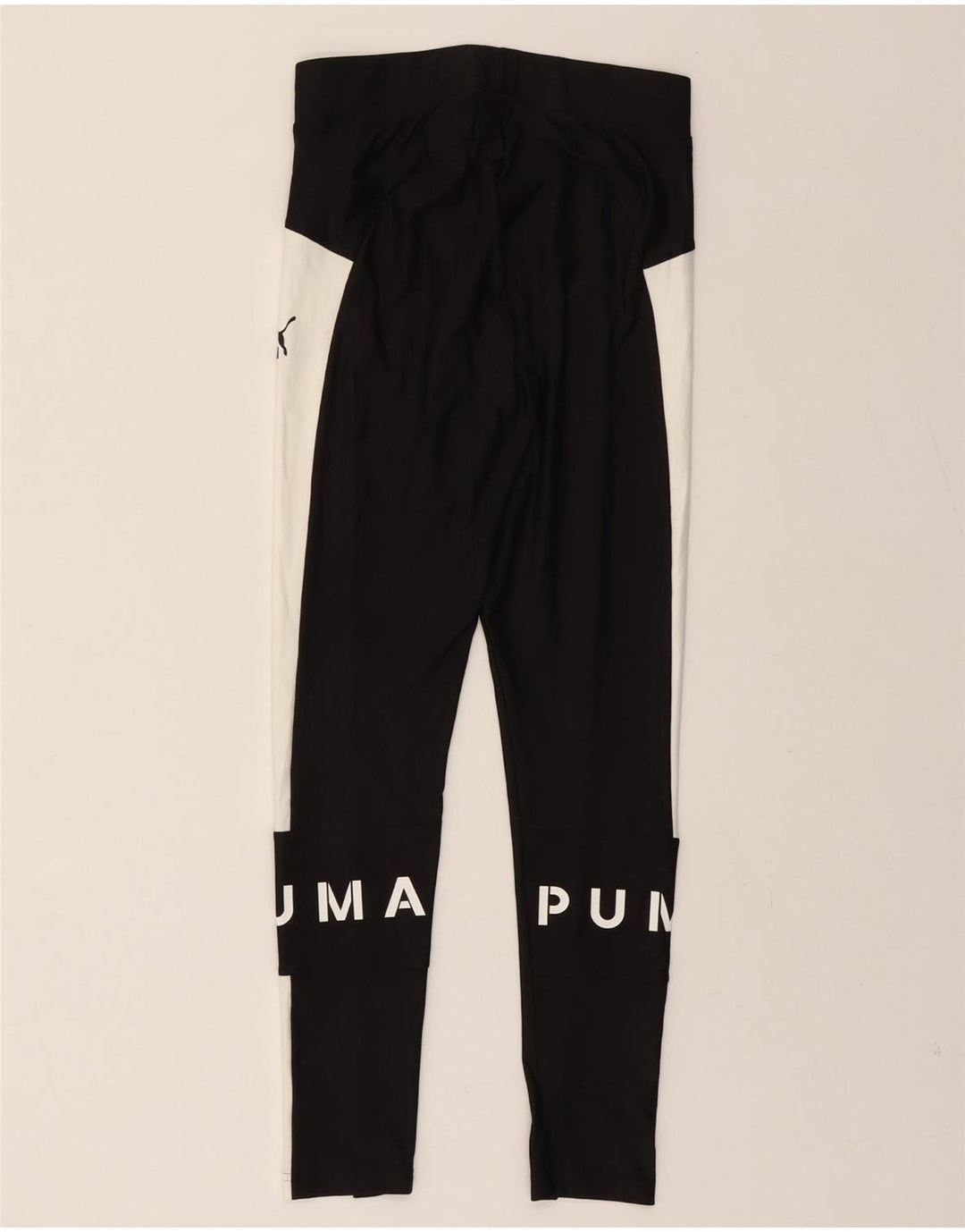 PUMA Womens Graphic Leggings UK 14 Medium  Black Colourblock Polyester Vintage Puma and Second-Hand Puma from Messina Hembry 