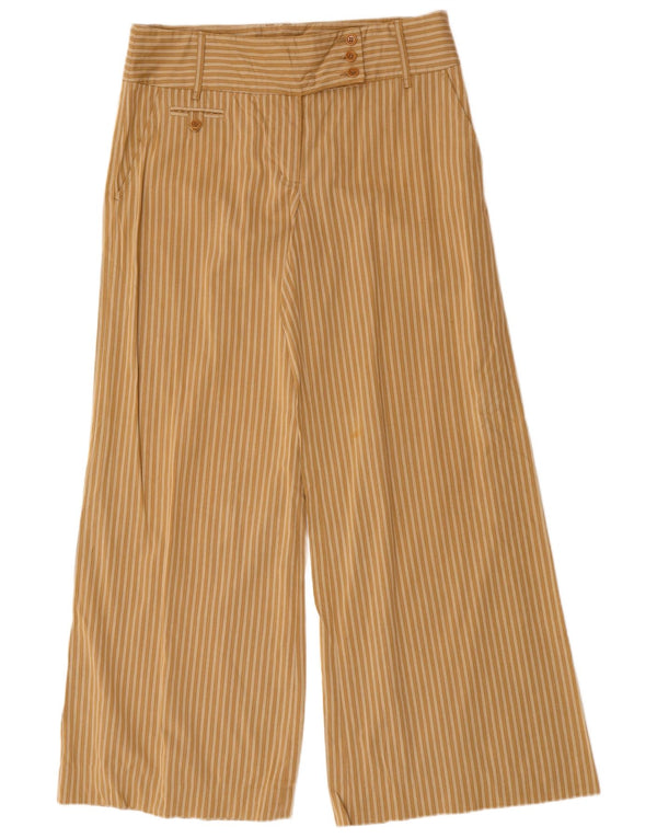 MAX MARA Womens Wide Leg Casual Trousers US 10 Large W34 L32 Brown Striped