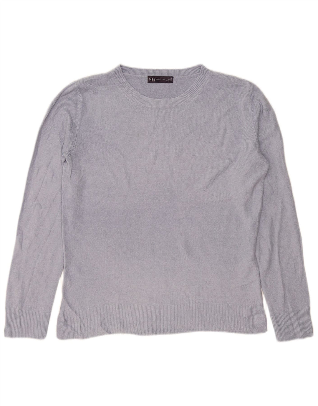 Marks & Spencer Womens Oversized Crew Neck Jumper Sweater UK 10 Small Blue