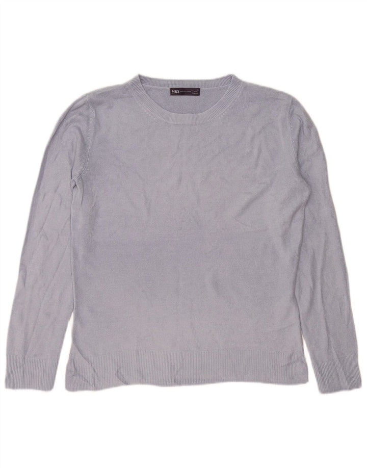Marks & Spencer Womens Oversized Crew Neck Jumper Sweater UK 10 Small Blue
