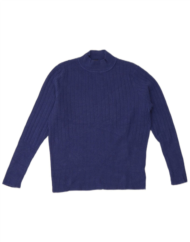 Marks & Spencer Womens Turtle Neck Jumper Sweater UK 14 Medium Blue