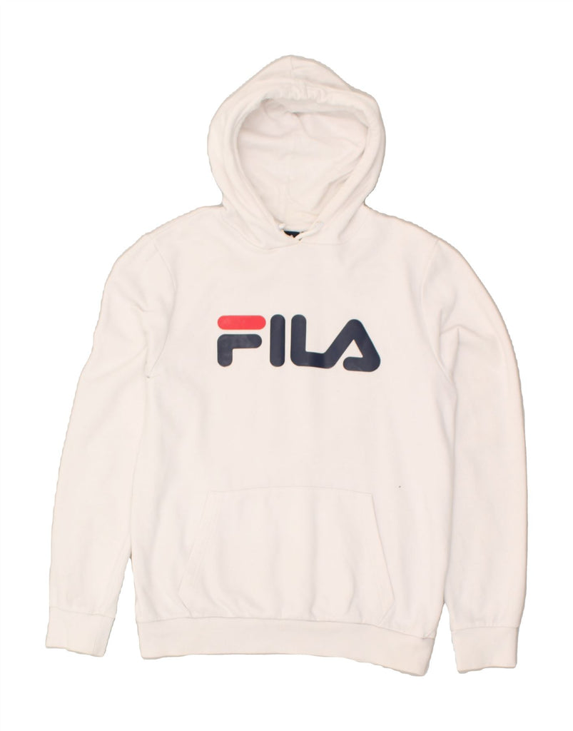 FILA Mens Graphic Hoodie Jumper Small White Cotton | Vintage Fila | Thrift | Second-Hand Fila | Used Clothing | Messina Hembry 