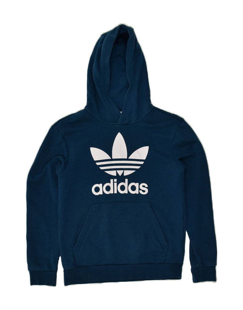 ADIDAS Boys Graphic Hoodie Jumper 11-12 Years Medium  Navy Blue Cotton | Vintage Adidas | Thrift | Second-Hand Adidas | Used Clothing | Messina Hembry 