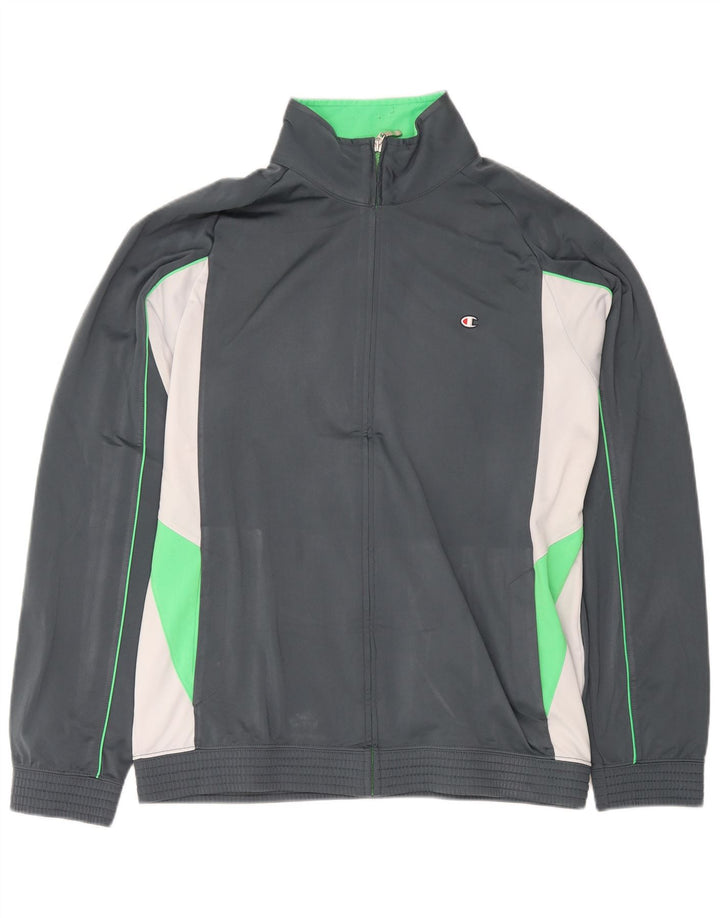Champion Mens Tracksuit Top Jacket 2XL Grey Colourblock Polyester
