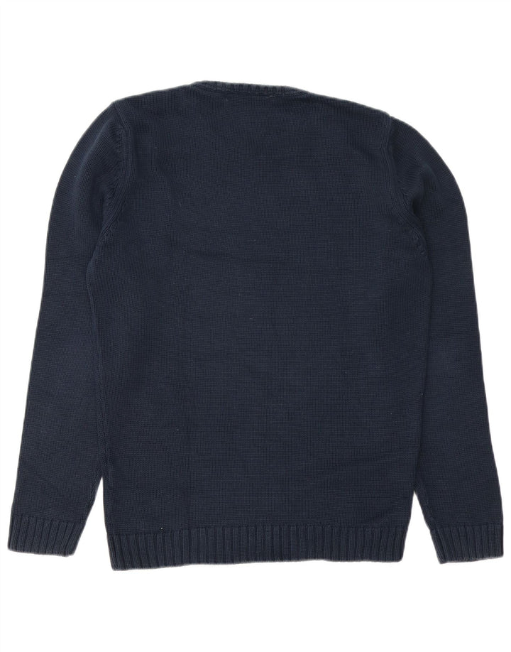 ZARA Mens Crew Neck Jumper Sweater Medium Navy Blue Cotton