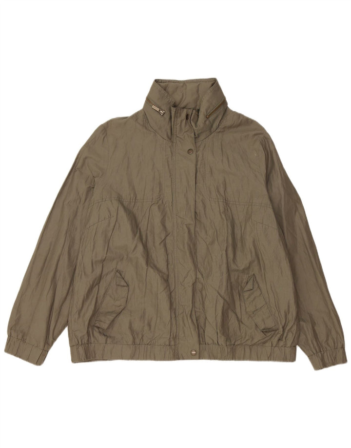 Marks & Spencer Womens Hooded Bomber Jacket UK 20 2XL Khaki Cotton