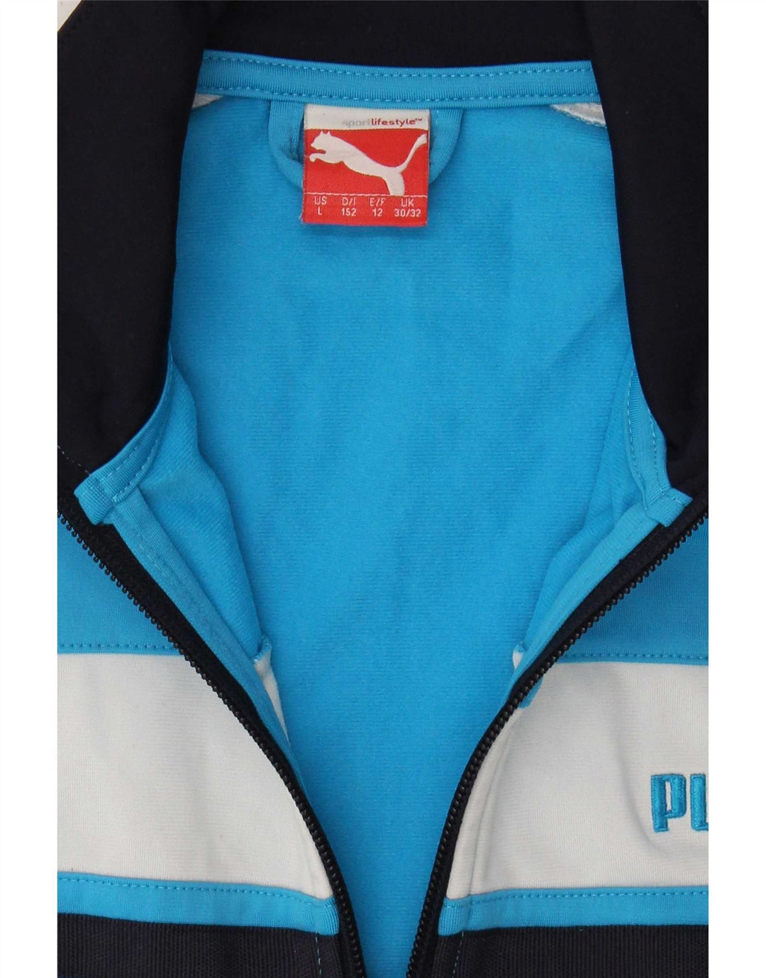 Puma Boys Tracksuit Top Jacket 11-12 Years Blue Colourblock Polyester