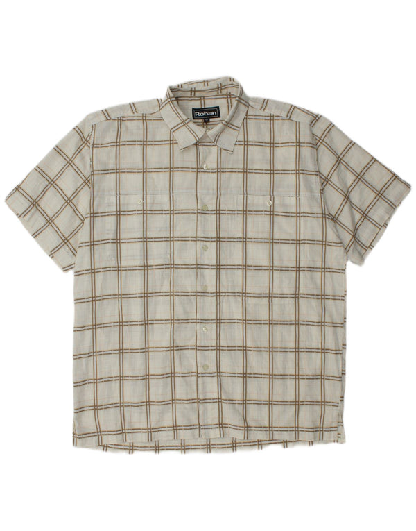 Rohan Mens Short Sleeve Shirt Large Off White Check Polyester