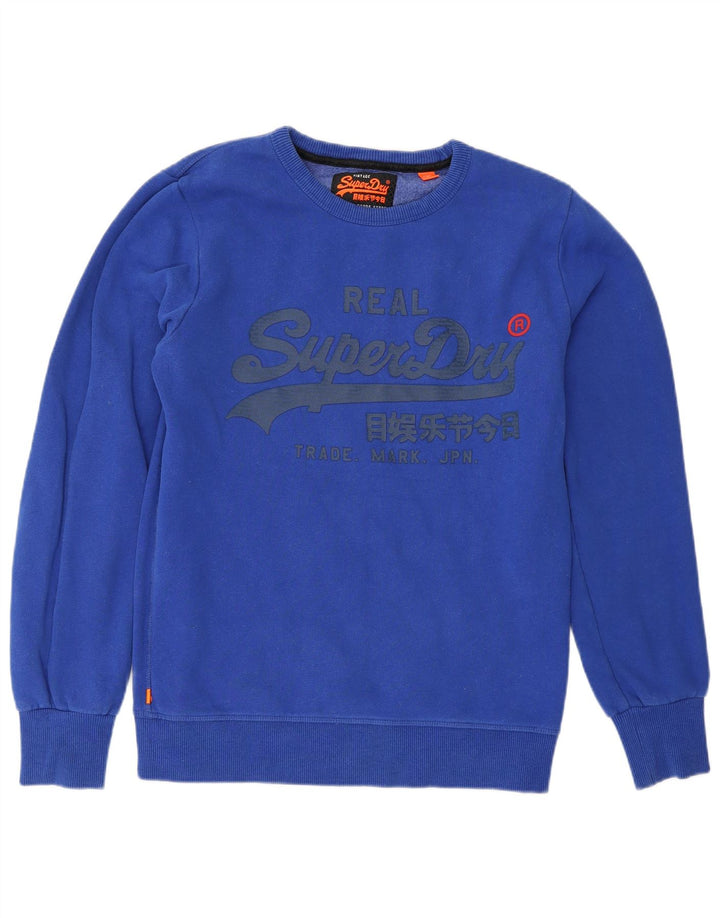 Superdry Mens Graphic Sweatshirt Jumper Medium Blue Cotton