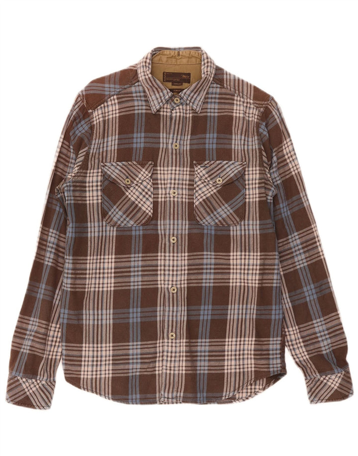 Marlboro Classics Mens Slim Fit Flannel Shirt Medium Brown