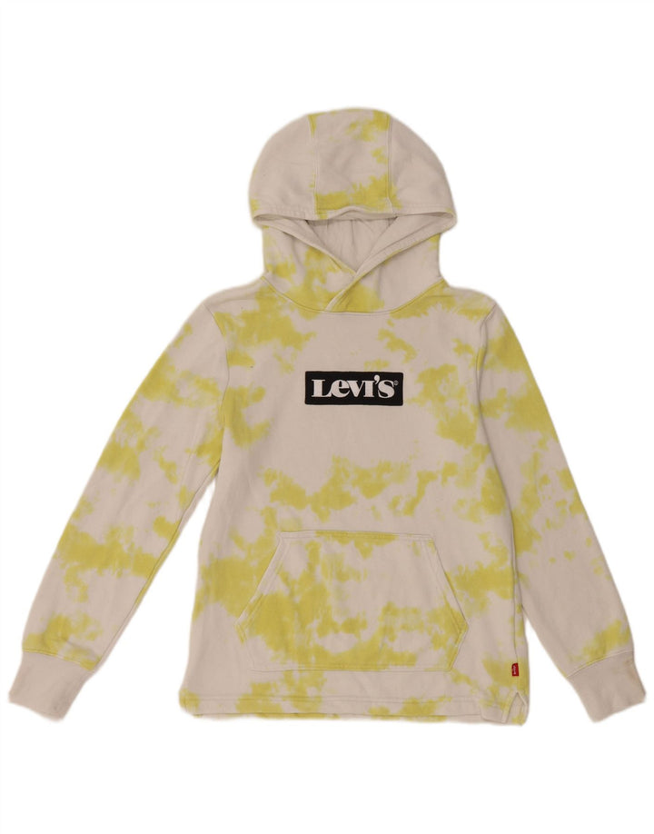LEVI'S Girls Graphic Hoodie Jumper 11-12 Years White Tie Dye Cotton
