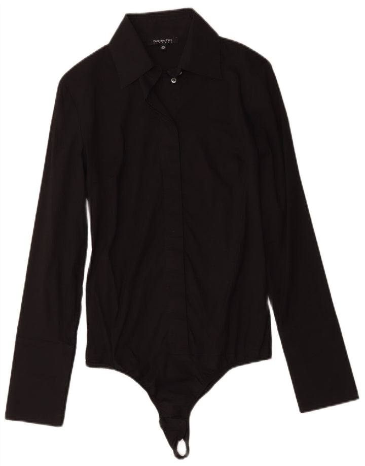 Patrizia Pepe Womens Shirt Bodysuit IT 40 Small Black Cotton