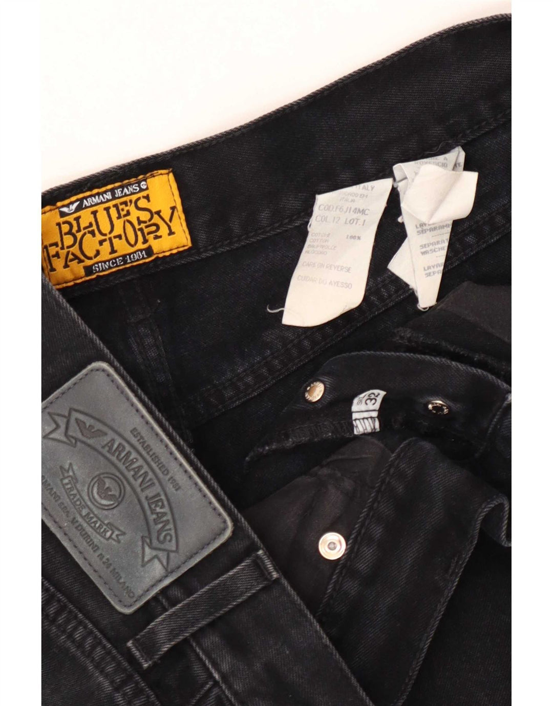 Armani Mens Straight Jeans W32 L33 Black Cotton