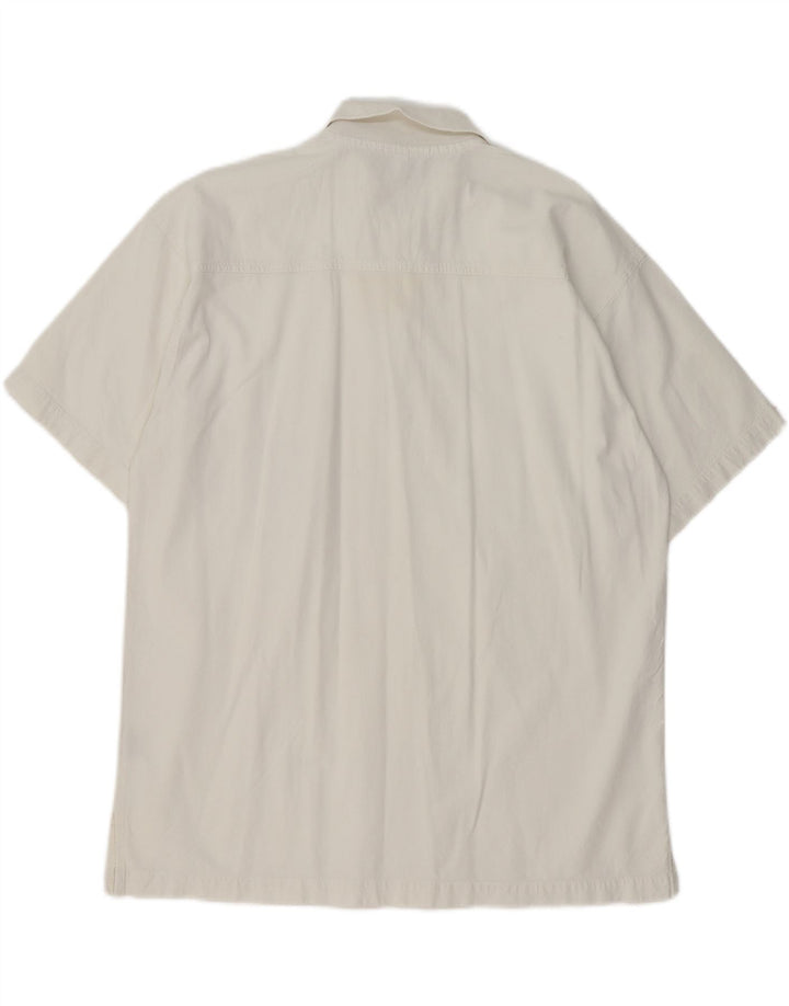 VINTAGE Mens Polo Shirt Medium White Cotton