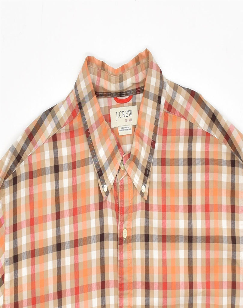 J. CREW Mens Tall Shirt XL Orange Check Cotton | Vintage | Thrift | Second-Hand | Used Clothing | Messina Hembry 