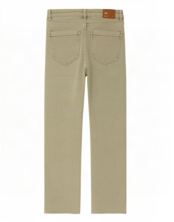 Zara Womens Crop Bootcut Jeans EU 42 Large W32 L25 Green Cotton