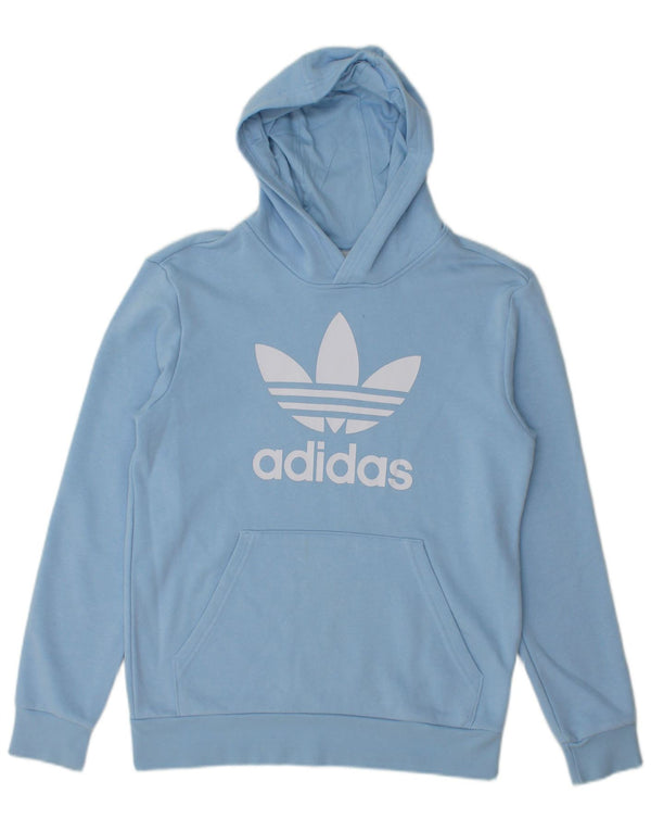 Adidas Boys Graphic Hoodie Jumper 13-14 Years Blue Cotton