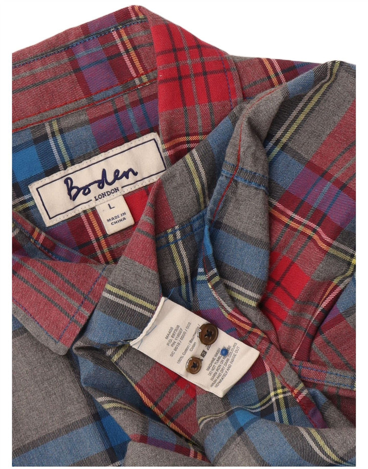 Boden Mens Flannel Shirt Large Multicoloured Plaid Cotton