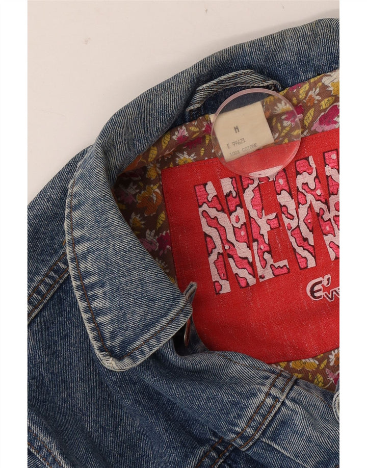 Vintage Womens Crop Denim Jacket UK 14 Medium Blue Cotton