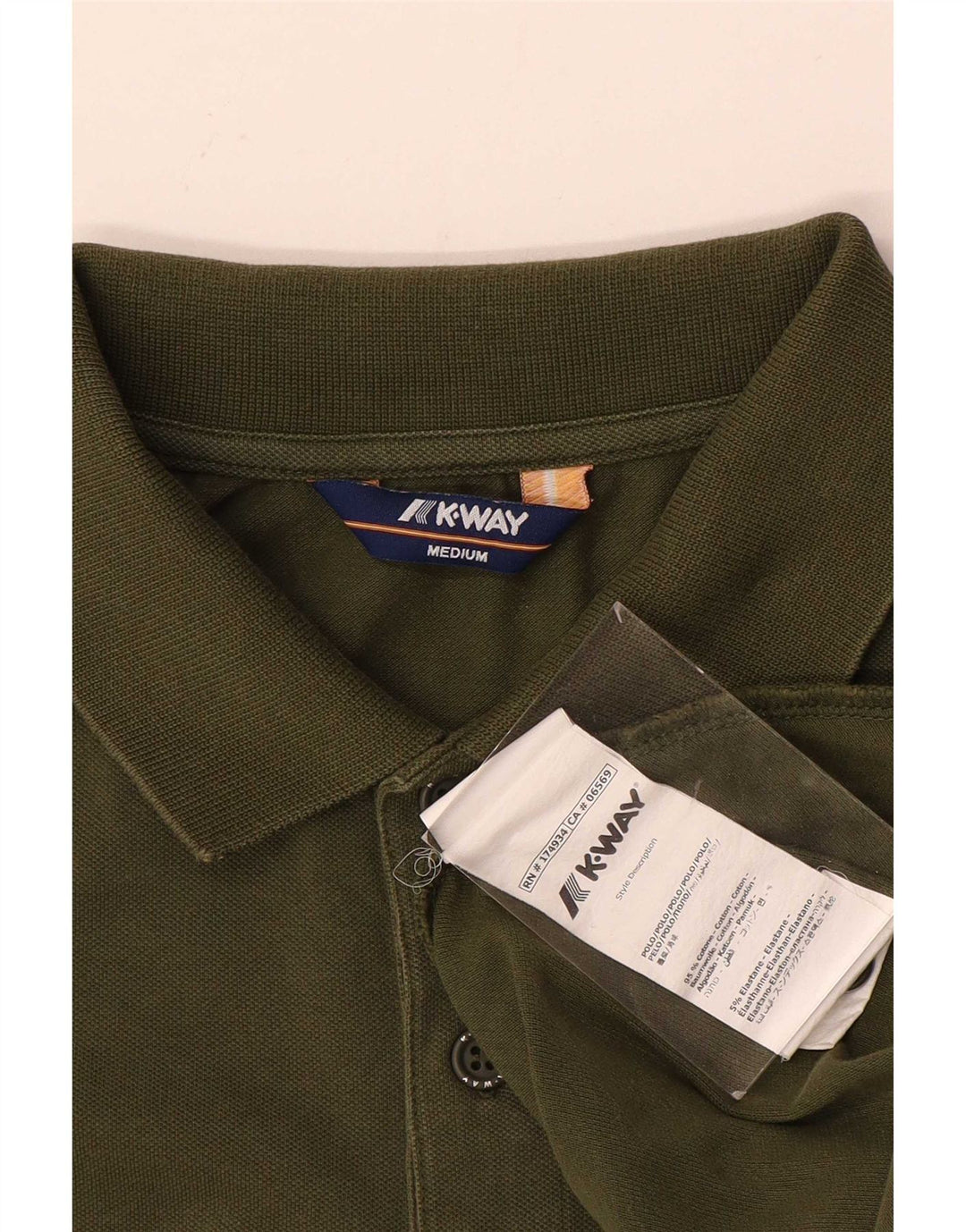 K-Way Mens Polo Shirt Medium Khaki Cotton