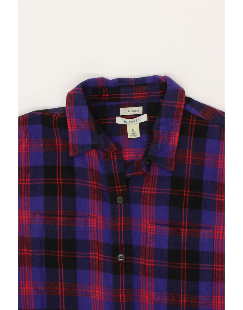 L.L.BEAN Womens Relaxed Fit Flannel Shirt UK 14 Medium Purple Check Cotton Vintage L.L.Bean and Second-Hand L.L.Bean from Messina Hembry 