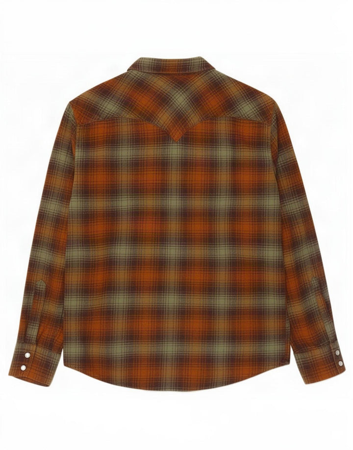 Levi's Mens Flannel Shirt Medium Brown Plaid Cotton