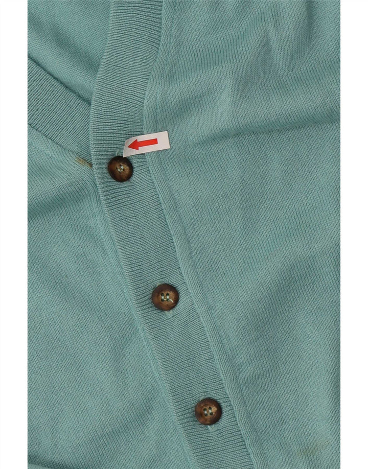 Vintage Mens Sleeveless Cardigan Sweater XL Blue Wool