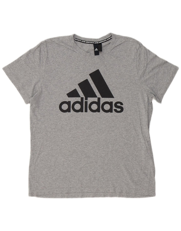 ADIDAS Mens Graphic T-Shirt Top Large Grey Cotton