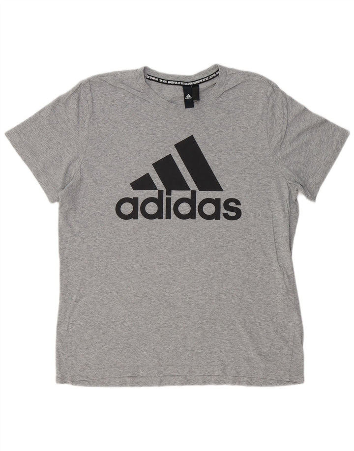 ADIDAS Mens Graphic T-Shirt Top Large Grey Cotton