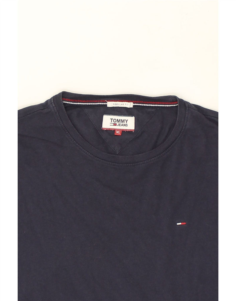 TOMMY HILFIGER Mens Regular Fit T-Shirt Top XL Navy Blue Cotton | Vintage Tommy Hilfiger | Thrift | Second-Hand Tommy Hilfiger | Used Clothing | Messina Hembry 