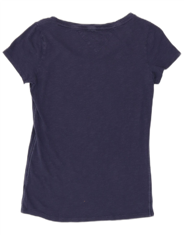 TOMMY HILFIGER Womens Graphic T-Shirt Top UK 12 Medium Navy Blue