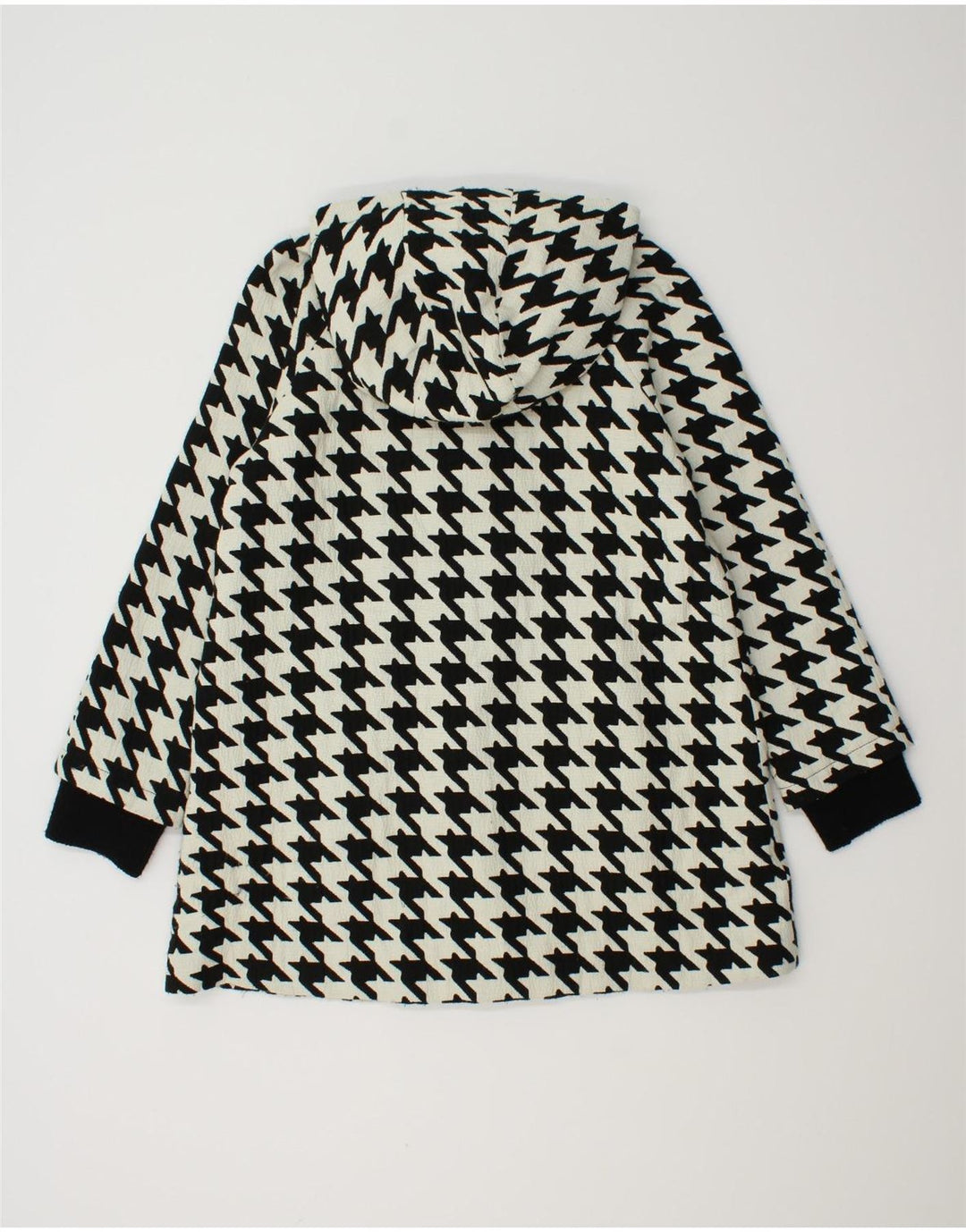 ZARA Womens Oversized Windbreaker Coat UK 10 Small White Houndstooth