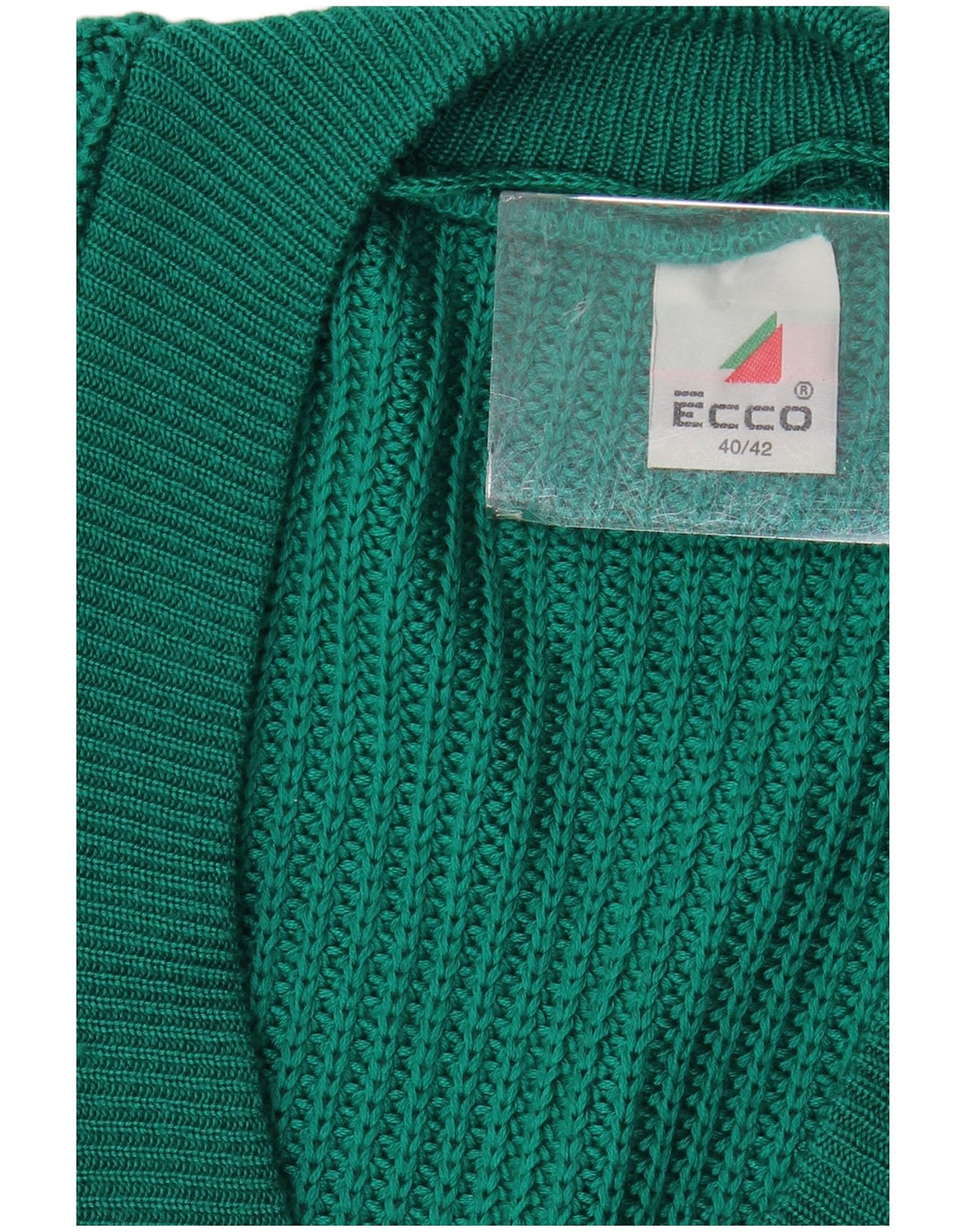 ECCO Womens Oversized V-Neck Jumper Sweater EU 40/42 Medium Green Acrylic