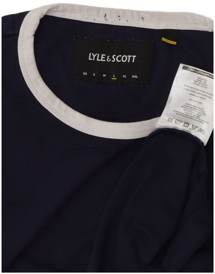 Lyle & Scott Mens T-Shirt Top Large Navy Blue Cotton
