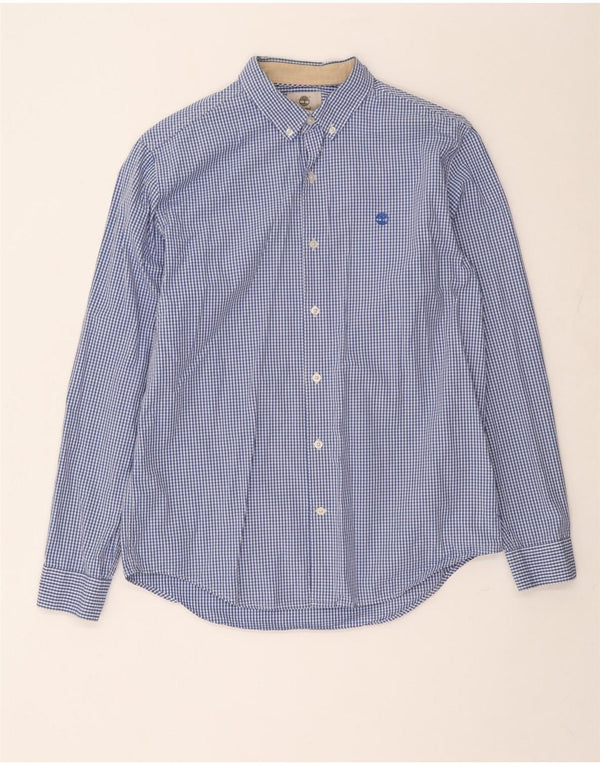 Timberland Mens Slim Fit Shirt Large Blue Gingham Cotton