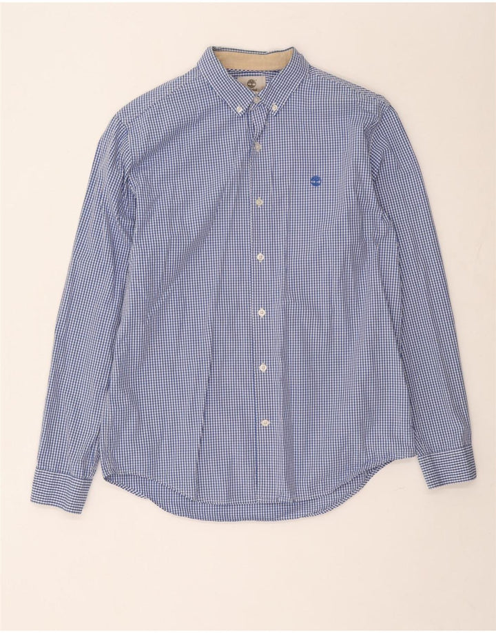 Timberland Mens Slim Fit Shirt Large Blue Gingham Cotton