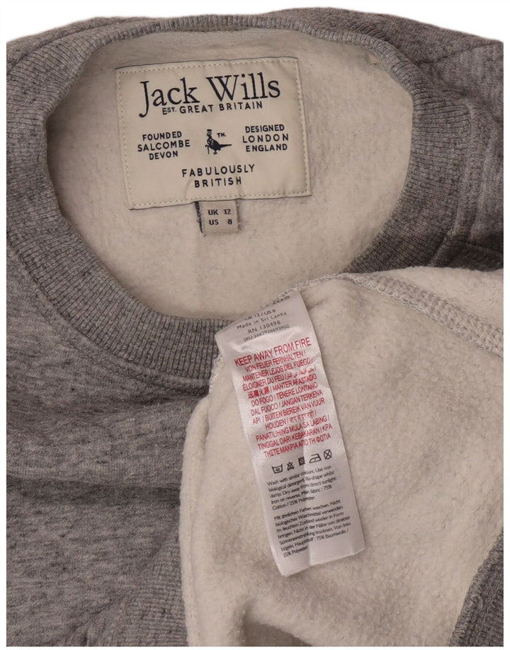 Jack Wills Womens Sweatshirt Jumper UK 12 Medium Grey Cotton