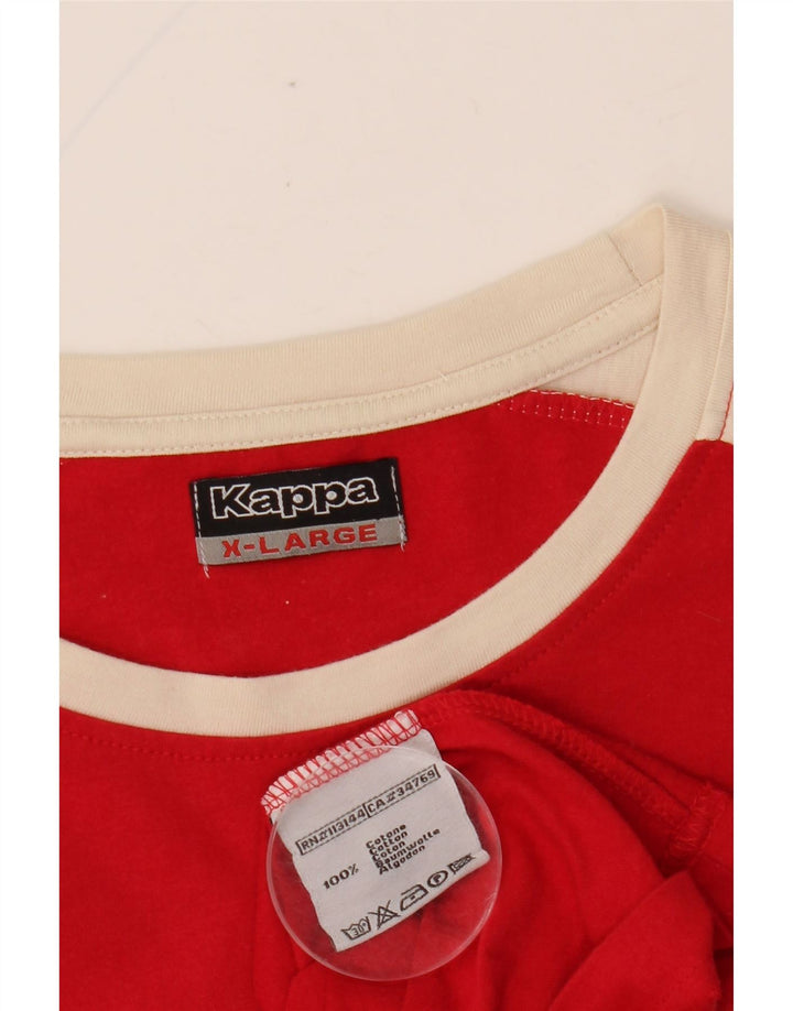 KAPPA Mens Top Long Sleeve XL Red Colourblock Cotton