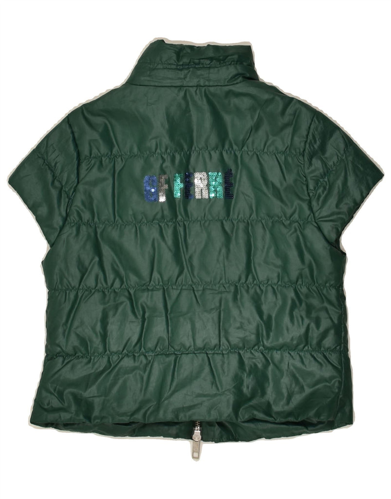 GF FERRE Girls Graphic Short Sleeve Padded Jacket 9-10 Years Green | Vintage GF Ferre | Thrift | Second-Hand GF Ferre | Used Clothing | Messina Hembry 